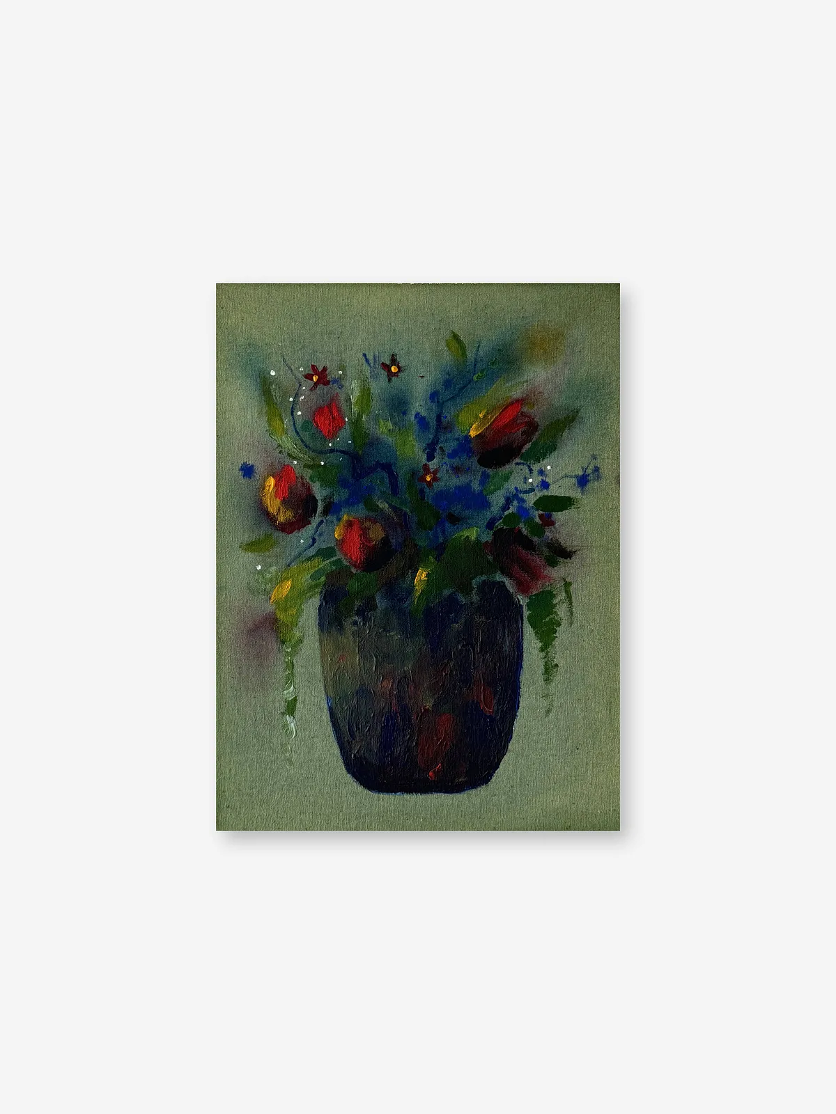 Image of Tulips by Anna Shkinder, size: 30х40 cm, made of Acrylic on raw canvas, Vessels medium, from Lutsk, part of the Vessels series, priced at $125 Photo 1 of 4.