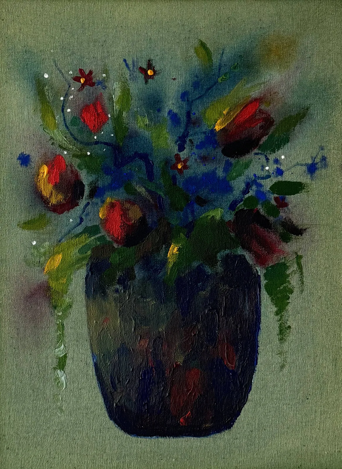 Image of Tulips by Anna Shkinder, size: 30х40 cm, made of Acrylic on raw canvas, Vessels medium, from Lutsk, part of the Vessels series, priced at $125 Photo 3 of 4.