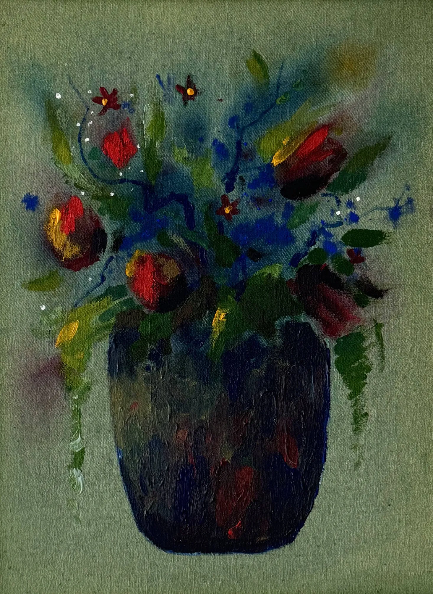 Image of Tulips by Anna Shkinder, size: 30х40 cm, made of Acrylic on raw canvas, from Lutsk, part of the Vessels series, priced at $125 Photo 3 of 4.