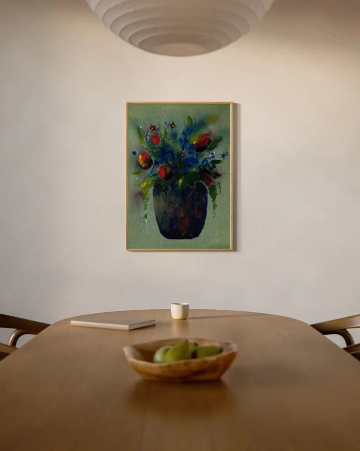 Image of Tulips by Anna Shkinder, size: 30х40 cm, made of Acrylic on raw canvas, from Lutsk, part of the Vessels series, priced at $125 Photo 4 of 4.