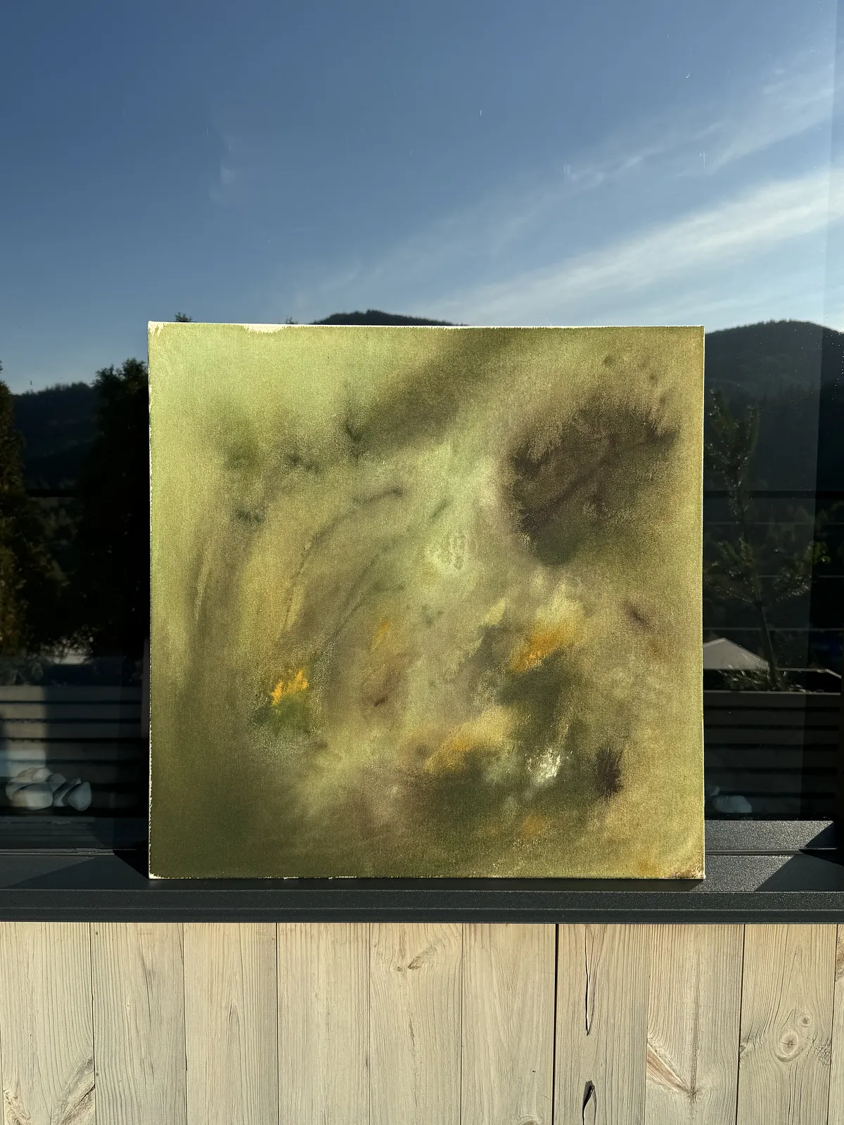 Image of Grounding by Anna Shkinder, size: 60x60cm, Abstract art medium, from Lutsk, part of the There, where we feel good series, priced at $180 Photo 7 of 7.