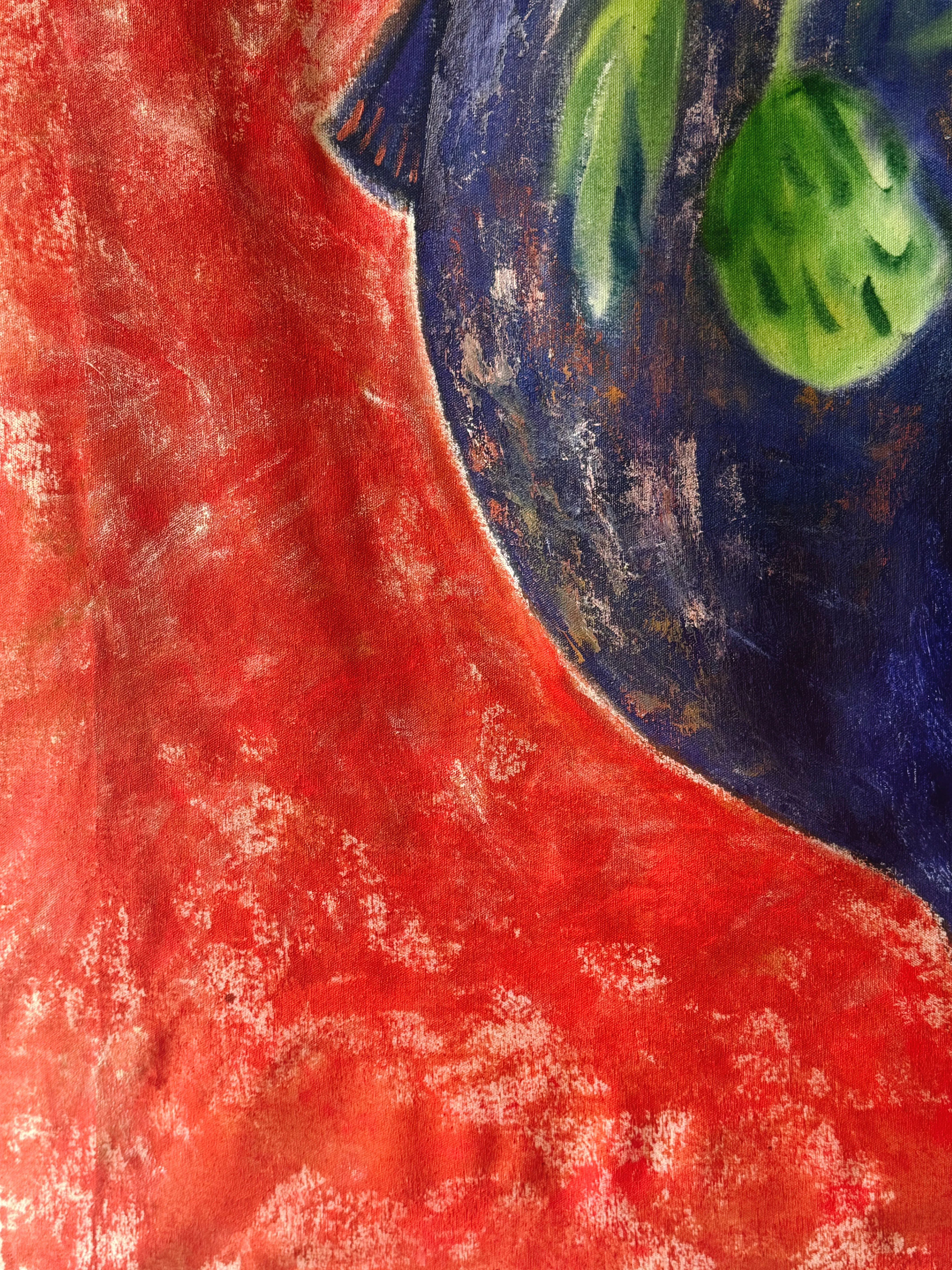 Image of Blue Amphora by Anna Shkinder, size: 120х150 cm, made of Acrylic on raw canvas, Vessels medium, from Lutsk, part of the Vessels series, priced at $300 Photo 4 of 6.