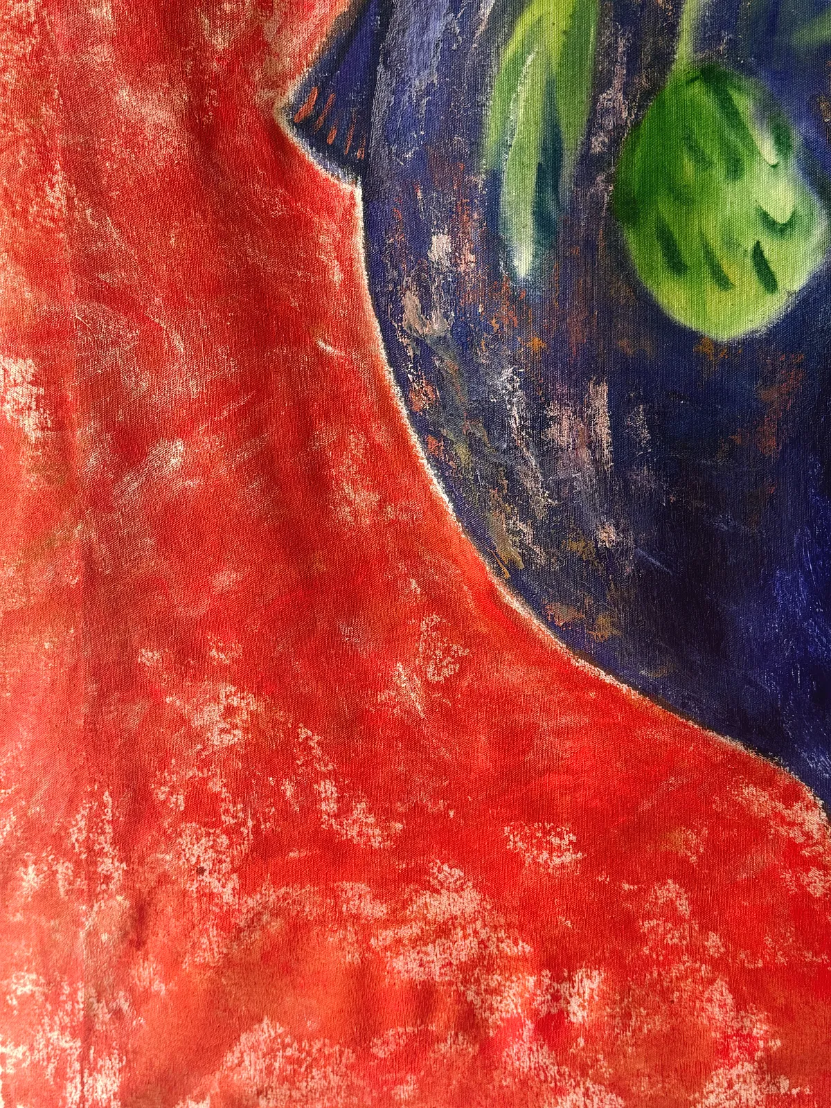 Image of Blue Amphora by Anna Shkinder, size: 120х150 cm, made of Acrylic on raw canvas, Vessels medium, from Lutsk, part of the Vessels series, priced at $300 Photo 4 of 6.