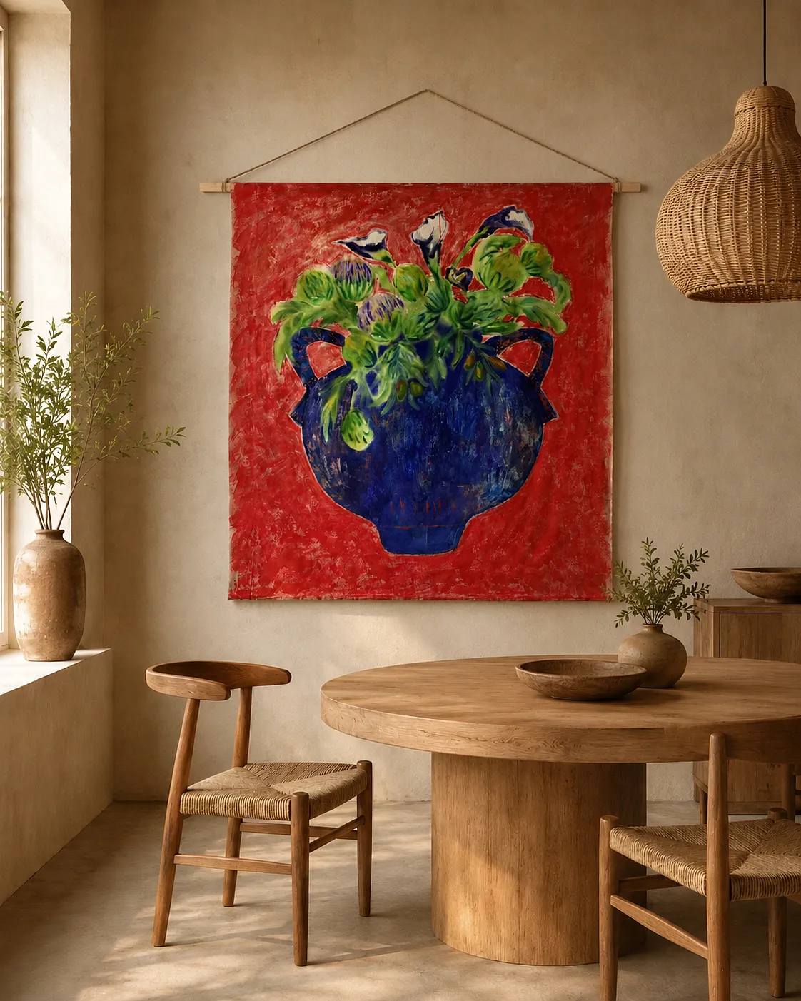 Image of Blue Amphora by Anna Shkinder, size: 120х150 cm, made of Acrylic on raw canvas, Vessels medium, from Lutsk, part of the Vessels series, priced at $300 Photo 5 of 6.
