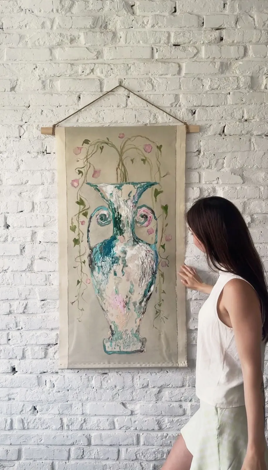 Image of Loutrophoros by Anna Shkinder, size: 60х120 сm, made of Acrylic on raw canvas, Vessels medium, from Lutsk, part of the Vessels series, priced at $300 Photo 8 of 8.