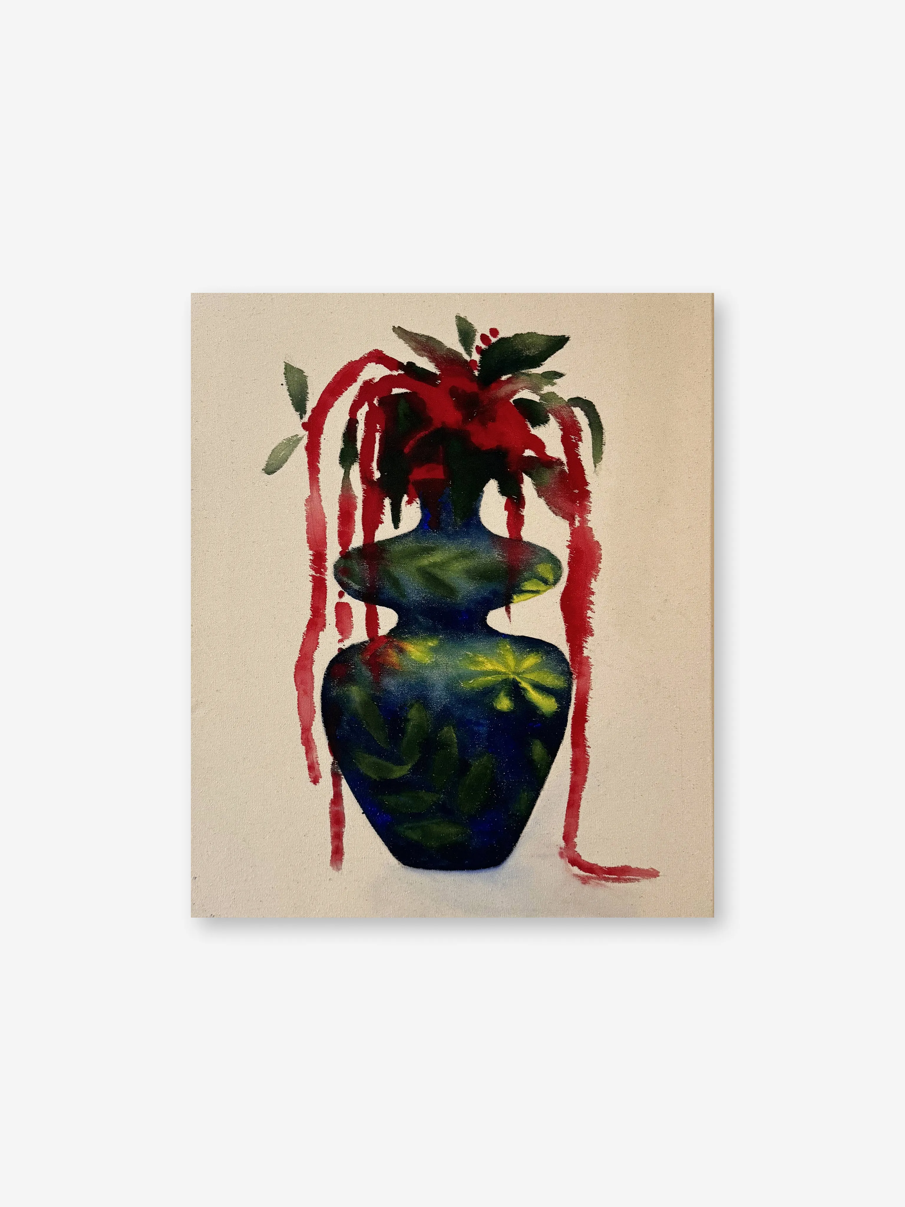 Image of Amaranth in a Wavy Vase by Anna Shkinder, size: 50x60 cm, made of acrylic on raw canvas, Vessels medium, from Lutsk, part of the Vessels series Photo 1 of 6.