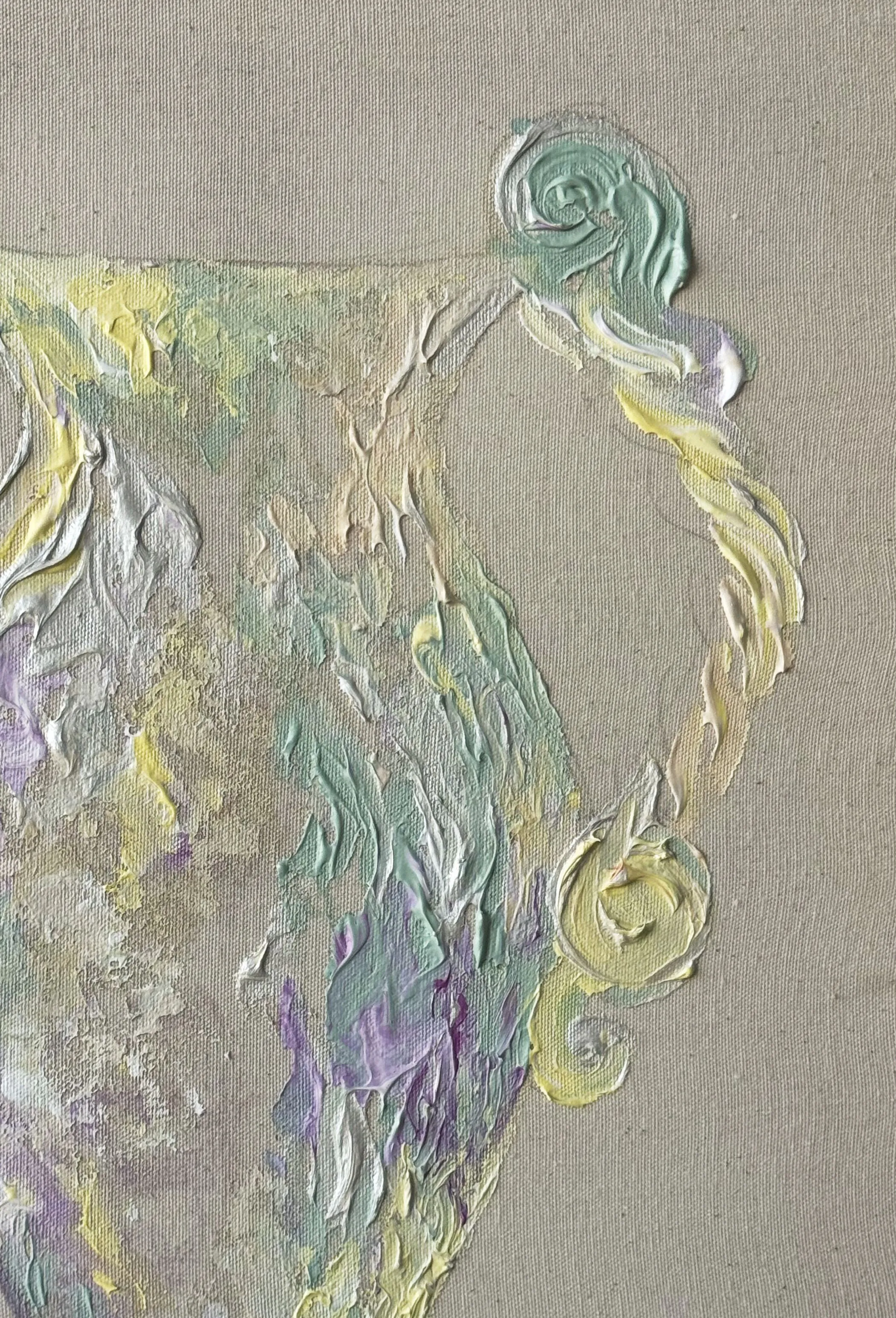 Image of Pearly Amphora by Anna Shkinder, size: 40x50 cm, made of Acrylic on raw canvas, Vessels medium, from Lutsk, part of the Vessels series, priced at $200 Photo 4 of 6.