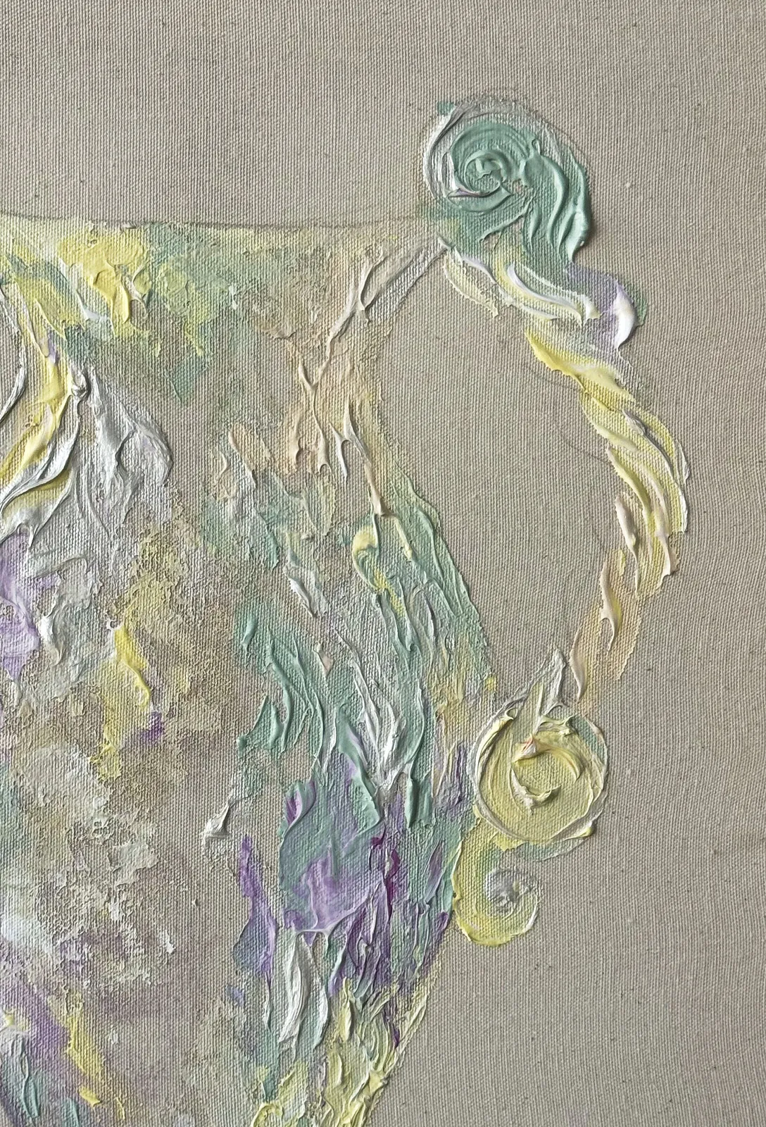 Image of Pearly Amphora by Anna Shkinder, size: 40x50 cm, made of Acrylic on raw canvas, Vessels medium, from Lutsk, part of the Vessels series, priced at $200 Photo 4 of 6.