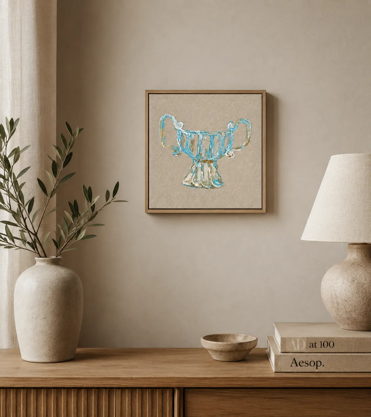 Image of The Cup of Glory by Anna Shkinder, size: 30x30 cm, made of Acrylic on raw canvas, Vessels medium, from Lutsk, part of the Vessels series, priced at $180 Photo 2 of 5.