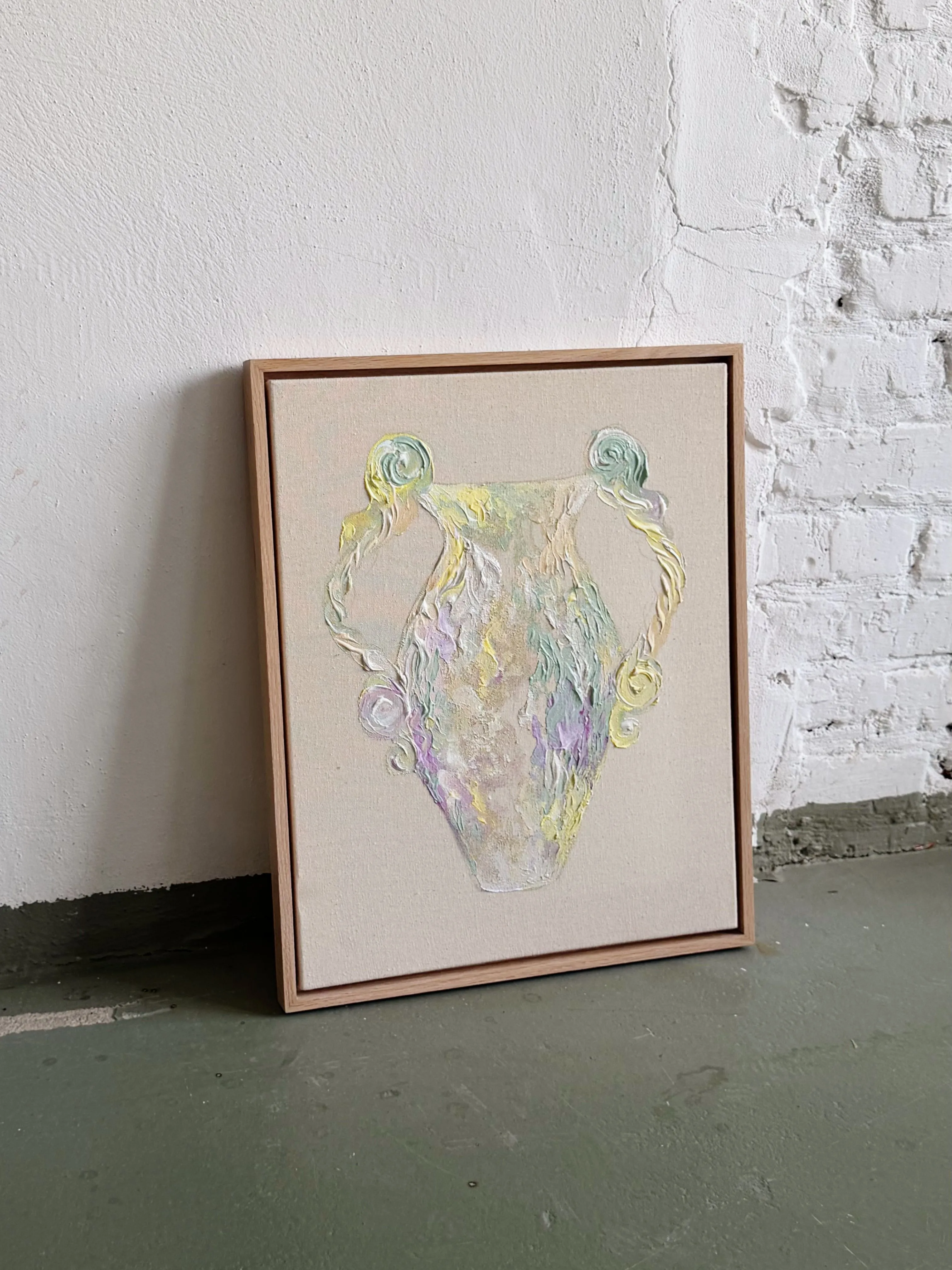 Image of The Pearl Amphora by Anna Shkinder, size: 40x50 cm, made of Acrylic on raw canvas, from Lutsk, part of the Vessels series, priced at $200 Photo 2 of 9.