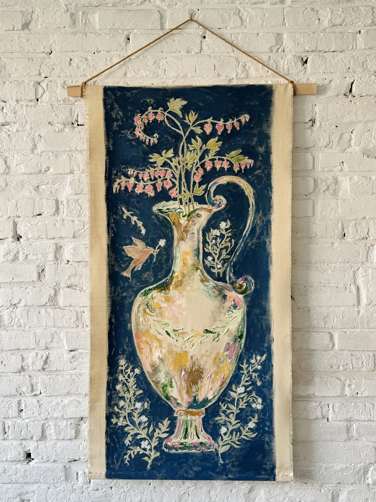 Image of She Bloomed Where She Was Loved by Anna Shkinder, size: 80х120, made of Acrylic on raw canvas, Vessels medium, from Lutsk, part of the Vessels series, priced at $450 Photo 2 of 12.