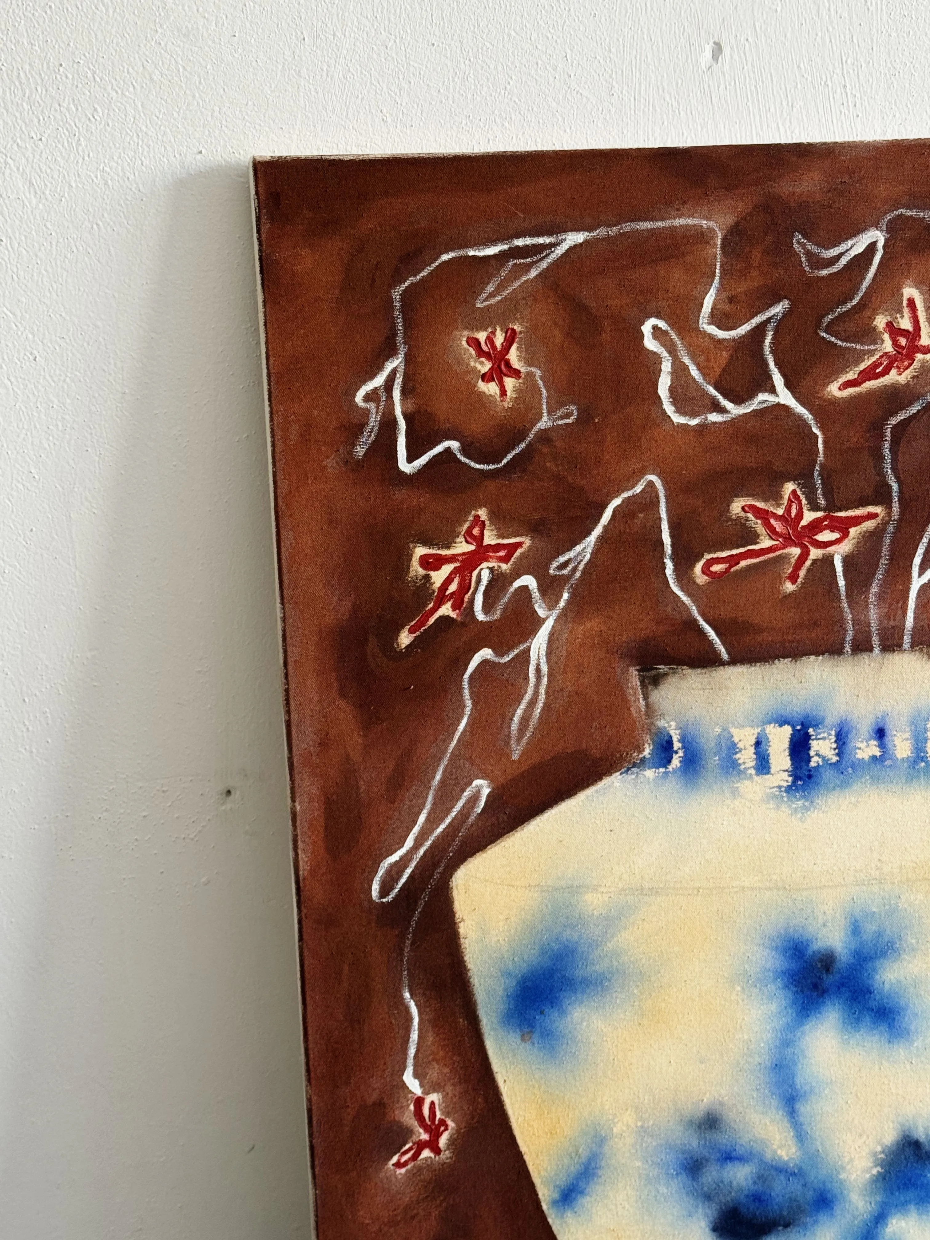 Image of Daily Pleasures by Anna Shkinder, size: 80х100 cm, made of Acrylic on raw canvas, Vessels medium, from Lutsk, part of the Vessels series, priced at $400 Photo 2 of 8.