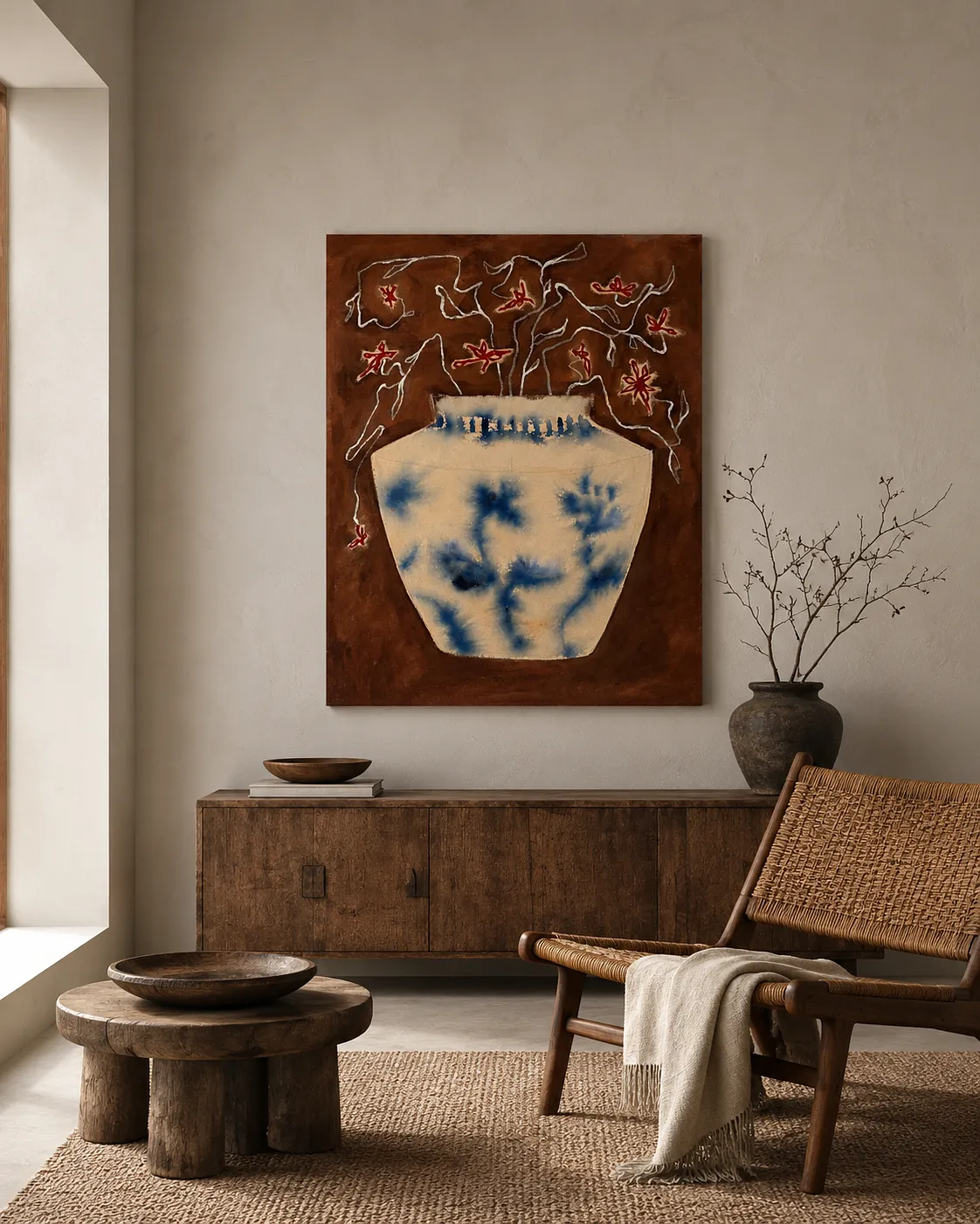 Image of Daily Pleasures by Anna Shkinder, size: 80х100 cm, made of Acrylic on raw canvas, Vessels medium, from Lutsk, part of the Vessels series, priced at $400 Photo 5 of 8.